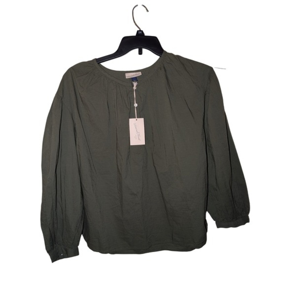 Universal Thread Womens L Olive Green Balloon Sleeve Button Front‎ Blouse NWT